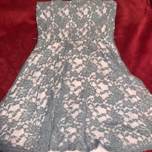 Cute pink and grey lace dress!